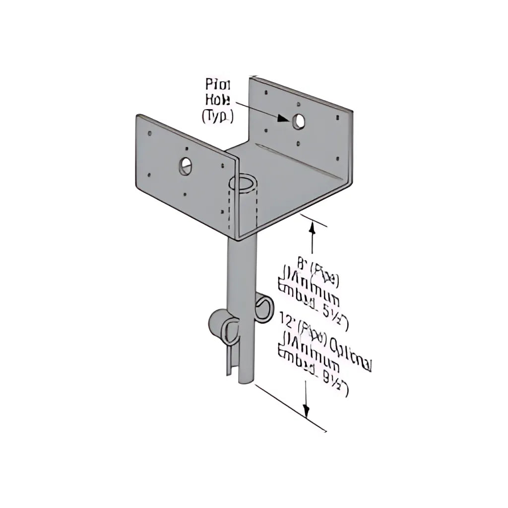 Epb Hot-Dip Galvanized Elevated Post Base For 4X4 With 12 In. Pipe-EPB44-12HDG-SP8450-9003