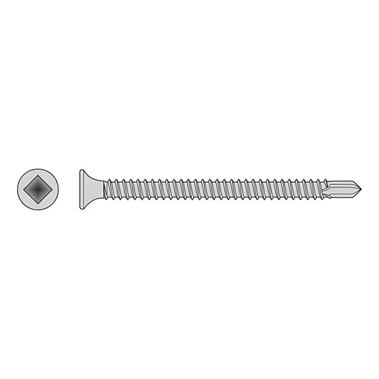 Self-Drilling Bugle-Head Screw - #8 X 1-5/8 In. #2 Square Drive, Type 410 (100-Qty)-F08T162BDC-SP3806-4113