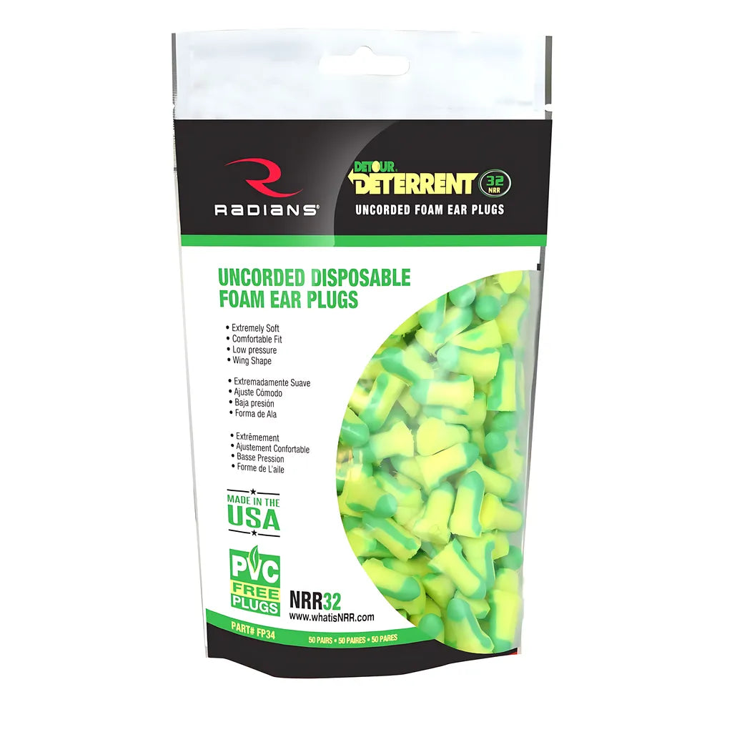 Radians Deterrent® 32 Disposable Foam Uncorded Earplugs in 50 Pair Bag