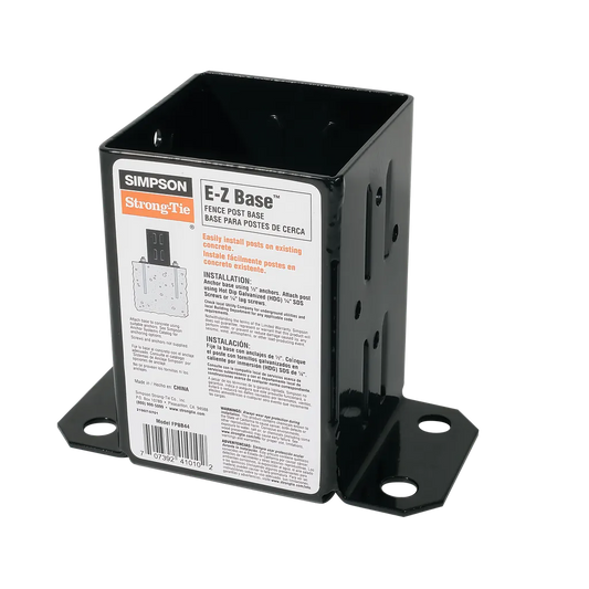 E-Z Base Black Powder-Coated Post Base For 4X4 (Pack Of 10)-FPBB44-SP2525-2766