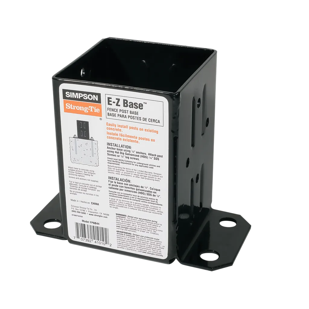 E-Z Base Black Powder-Coated Post Base For 4X4-FPBB44-SP7706-8221