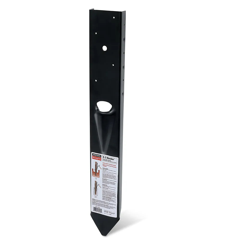 E-Z Mender 12-Gauge Black Powder-Coated Mender Plate For 4X4 Wood Post-FPBM44E-SP1213-1374