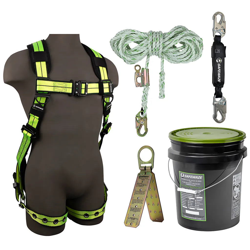 Pro+ Bucket Roof Kit: Fs-Flex185-L/Xl Harness, Fs700-50Ga Vll, Fs8800Sp-H Absorber, Fs870 Anchor FS155-LXL-7491