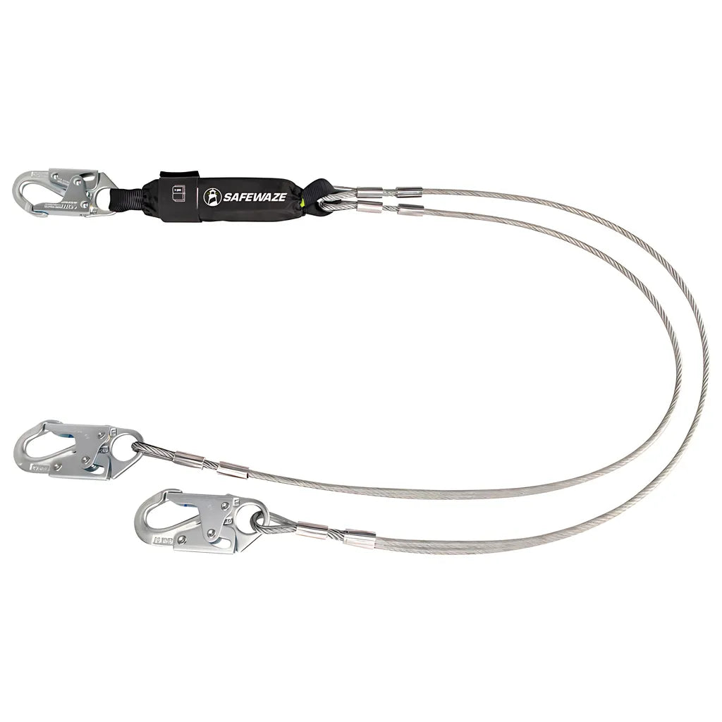 Pro 6' Cable Energy Absorbing Lanyard: Dual Leg, Snap Hooks FS561-CA-6563