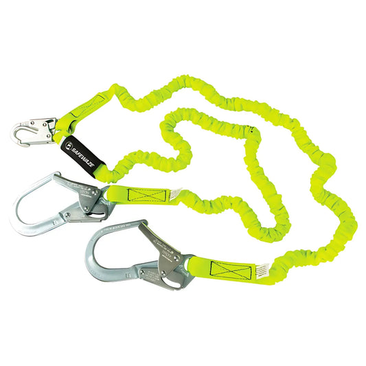 Pro 6' Stretch Internal Energy Absorbing Lanyard: Dual Leg, Rebar Hooks FS596-6618