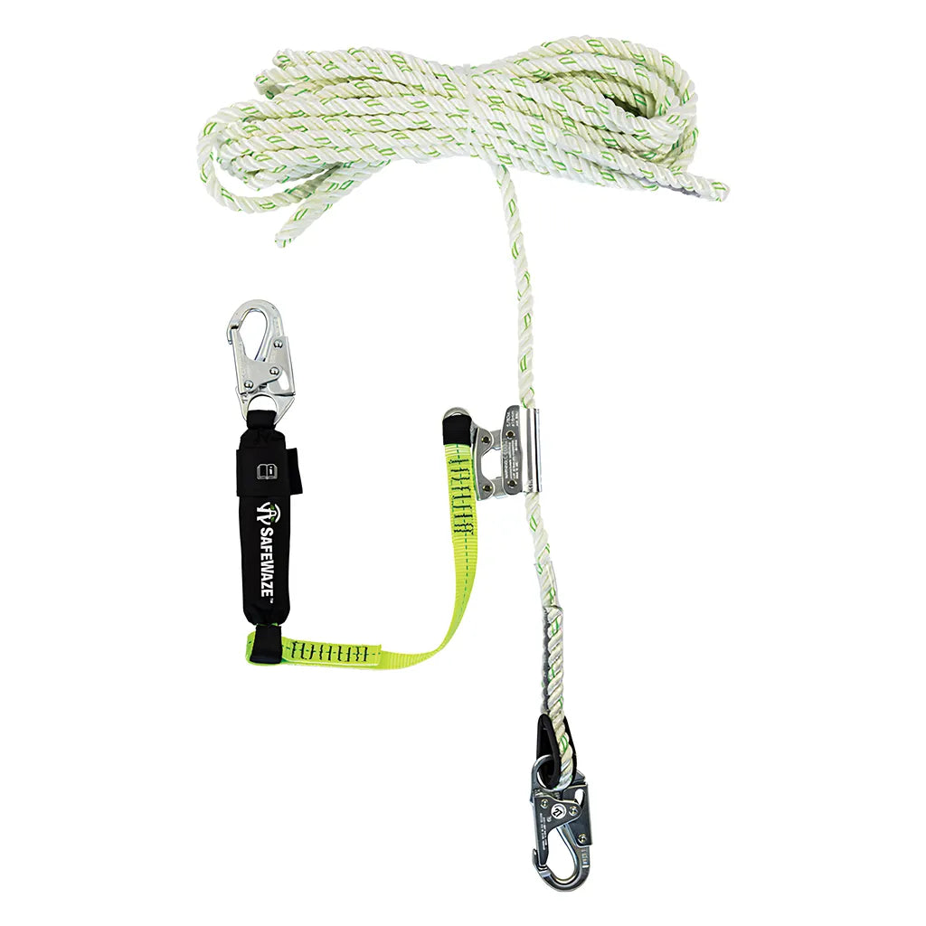 Pro 50' Vertical Lifeline Assembly: Snap Hook, Rope Grab, Ea Lanyard FS700-50GA-3E-7287