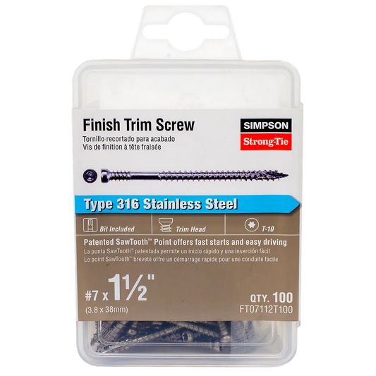 Finish Trim Screw - #7 X 1-1/2 In. T10, Trim-Head, Type 316 (100-Qty)-FT07112T100-SP845-988