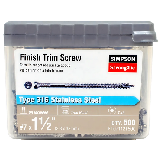 Finish Trim Screw - #7 X 1-1/2 In. T10, Trim-Head, Type 316 (500-Qty) (Pack Of 6)-FT07112T500-SP3705-4001