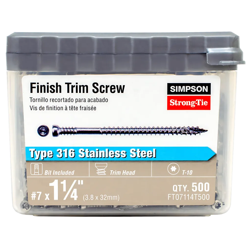 Finish Trim Screw - #7 X 1-1/4 In. T10, Trim-Head, Type 316 (500-Qty)-FT07114T500-SP1734-1929
