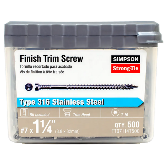 Finish Trim Screw - #7 X 1-1/4 In. T10, Trim-Head, Type 316 (500-Qty)-FT07114T500-SP1734-1929