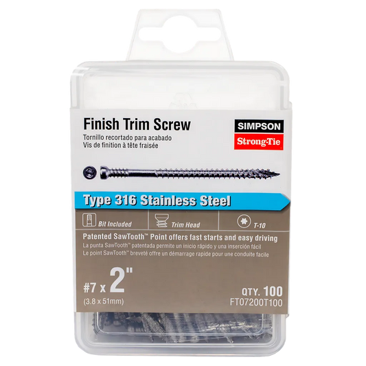 Finish Trim Screw - #7 X 2 In. T10, Trim-Head, Type 316 (100-Qty) (Pack Of 5)-FT07200T100-SP865-1009