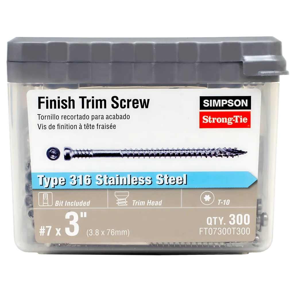 Finish Trim Screw - #7 X 3 In. T10, Trim-Head, Type 316 (300-Qty) (Pack Of 6)-FT07300T300-SP460-582