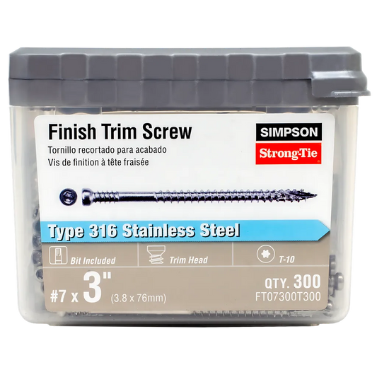 Finish Trim Screw - #7 X 3 In. T10, Trim-Head, Type 316 (300-Qty) (Pack Of 6)-FT07300T300-SP460-582