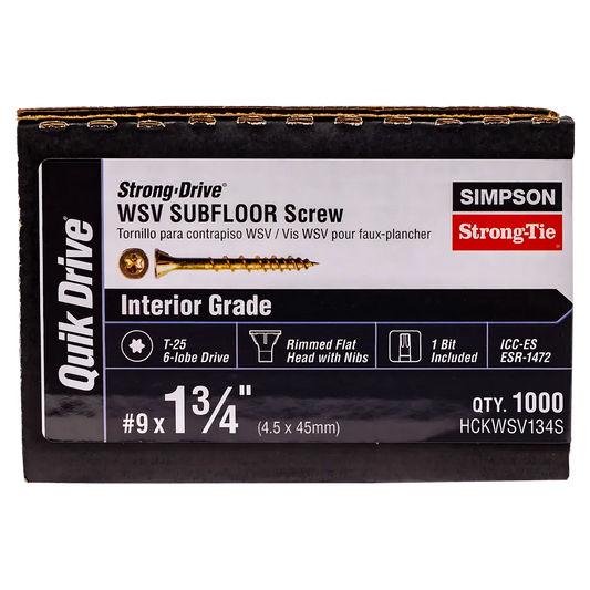 Strong-Drive® Wsv Subfloor Screw (Collated) - #9 X 1-3/4 In. T25, Yellow Zinc (1000-Qty)-HCKWSV134S-SP9227-9821