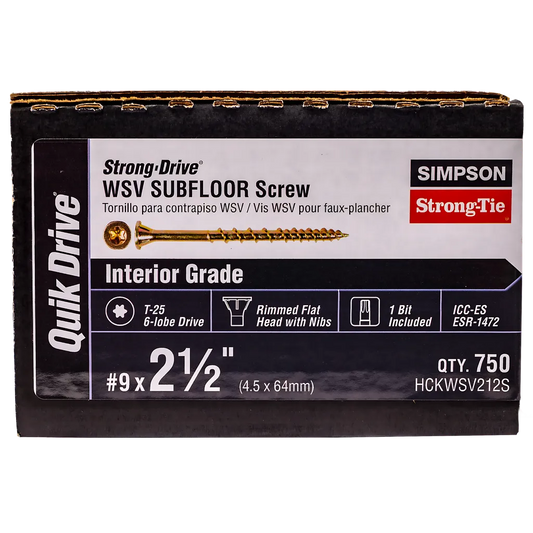 Strong-Drive® Wsv Subfloor Screw (Collated) - #9 X 2-1/2 In. T-25, Yellow-Zinc (750-Qty)-HCKWSV212S-SP8093-8626