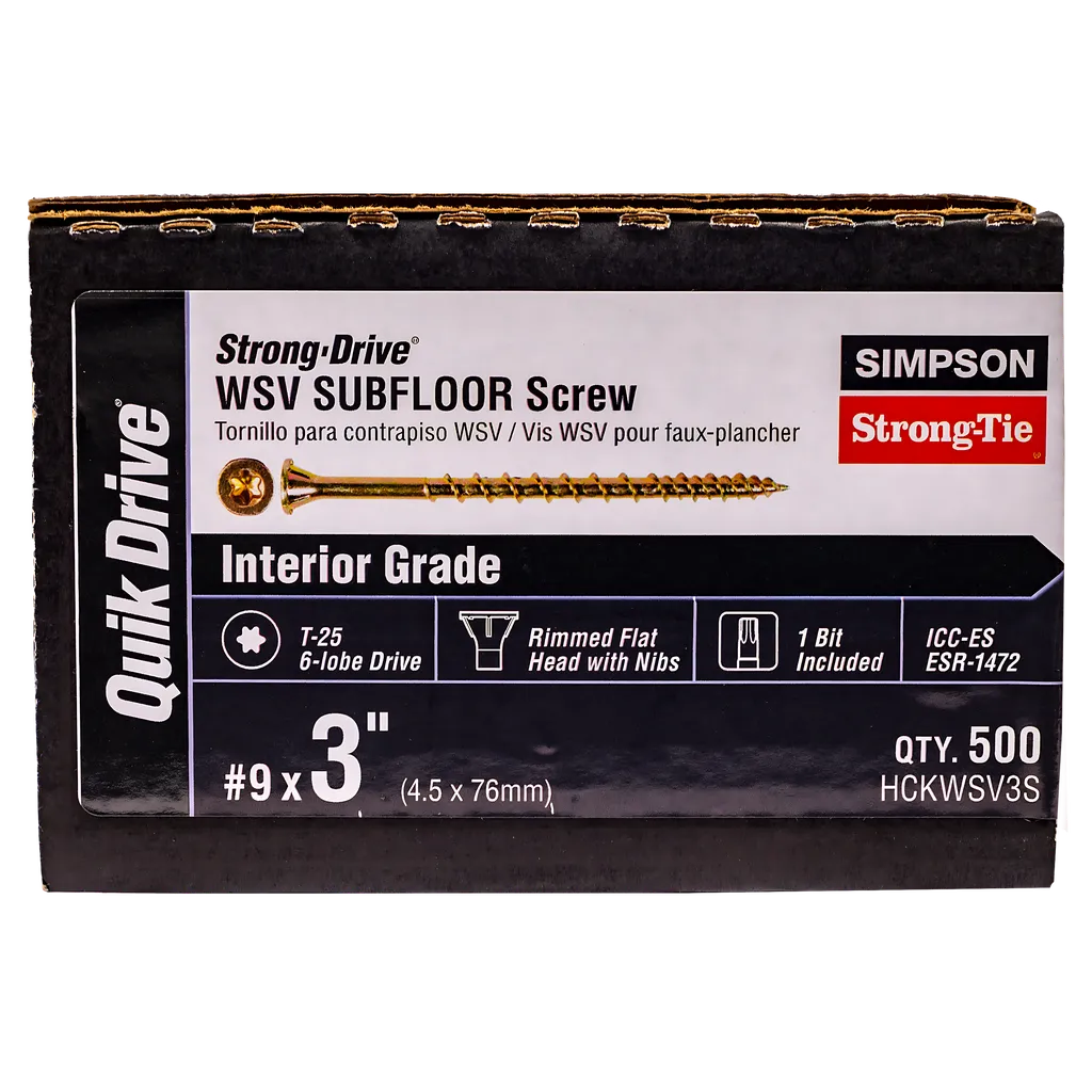 Strong-Drive® Wsv Subfloor Screw (Collated) - #9 X 3 In. T25, Yellow Zinc (500-Qty)-HCKWSV3S-SP7664-8176