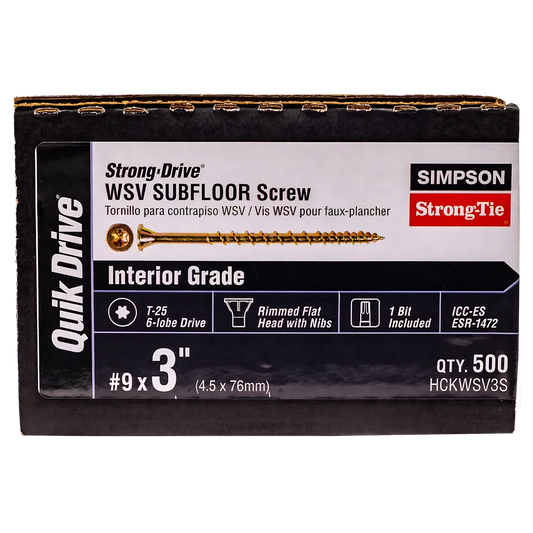 Strong-Drive® Wsv Subfloor Screw (Collated) - #9 X 3 In. T25, Yellow Zinc (500-Qty)-HCKWSV3S-SP7664-8176