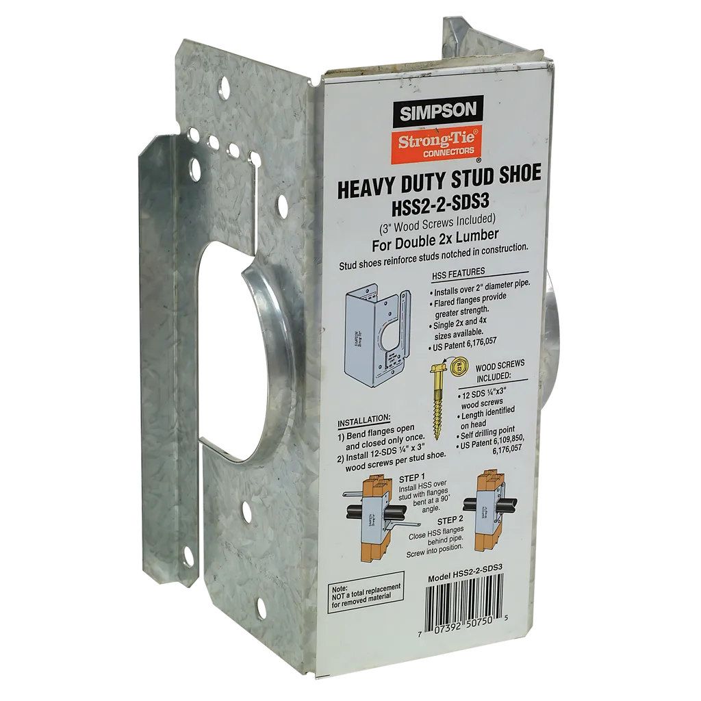 Hss Galvanized Stud Shoe For Double 2X, With Strong-Drive® Sds Screws (Pack Of 12)-HSS2-2-SDS3-SP6597-7057