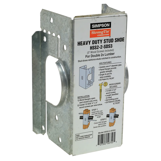 Hss Galvanized Stud Shoe For Double 2X, With Strong-Drive® Sds Screws (Pack Of 12)-HSS2-2-SDS3-SP6597-7057