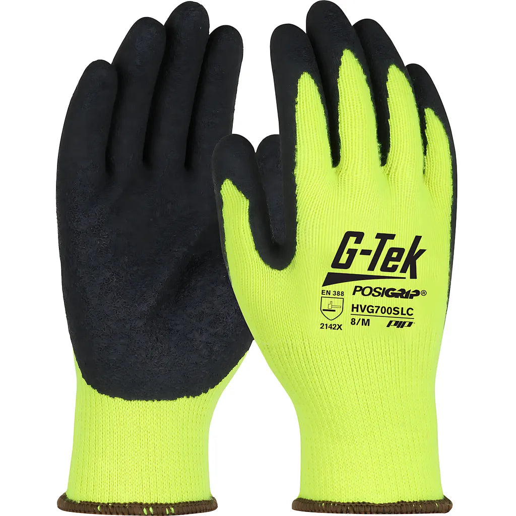 West Chester Hvg700Slc/L Regular Weight Seamless Knit Hi-Vis Polyester Glove With Latex Coated Crinkle Grip On Palm & Fingers HVG700SLCL-23815