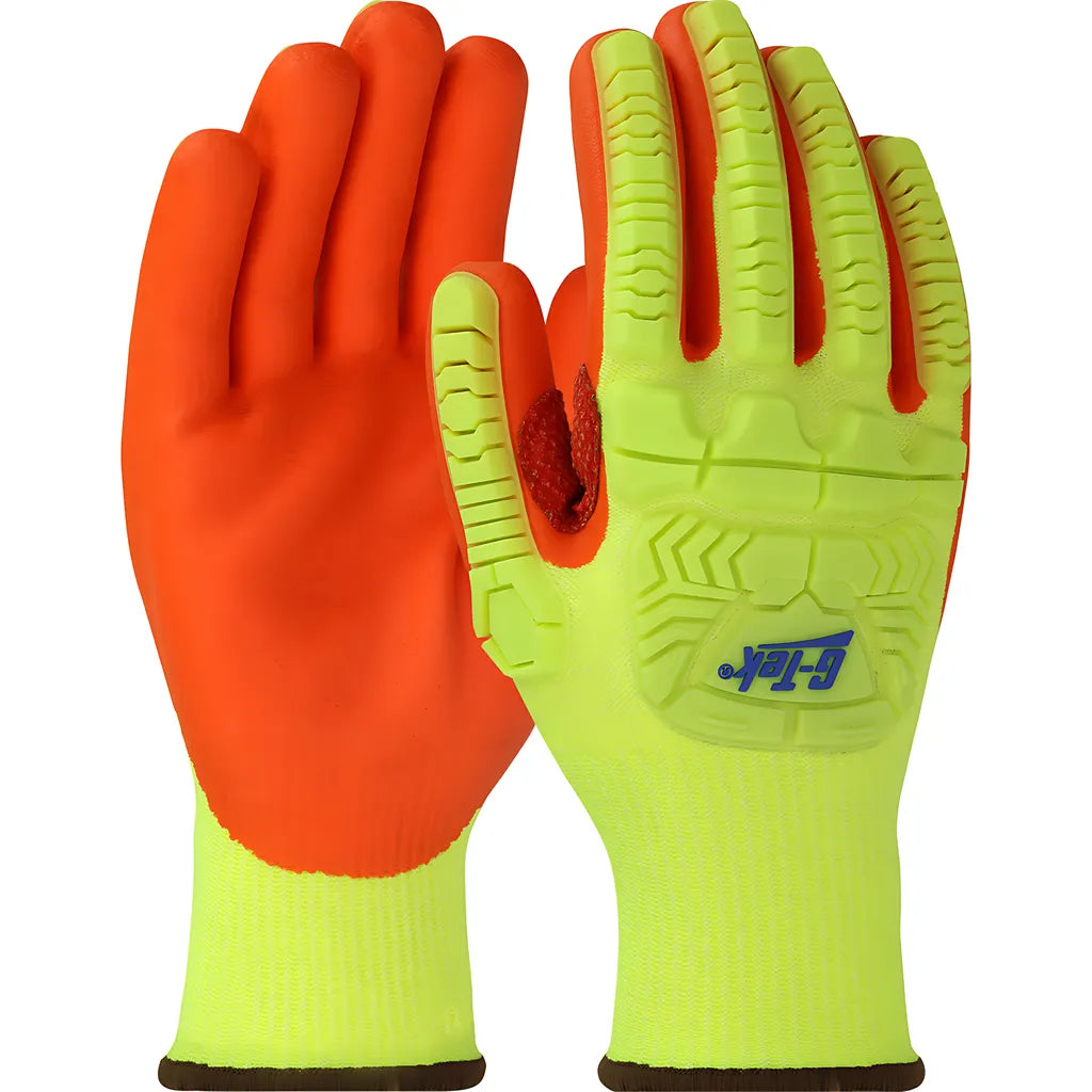 West Chester Hvy710Hsnfb/M Seamless Knit Polykor Blended Glove With Hi-Vis Impact Protection And Nitrile Foam Coated Palm & Fingers HVY710HSNFBM-23863