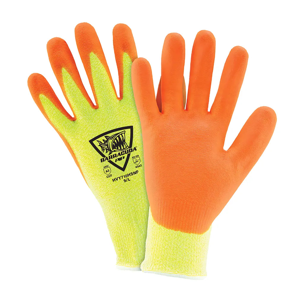 West Chester Hvy710Hsnf/Xs Hi-Vis Seamless Knit Polykor Blended Glove With Nitrile Coated Foam Grip On Palm & Fingers HVY710HSNFXS-23856