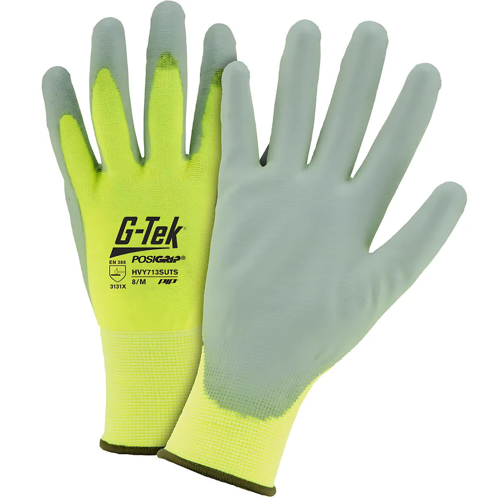 West Chester Hvy713Suts/2Xl Hi-Vis Seamless Knit Polyester Glove With Polyurethane Coated Flat Grip On Palm & Fingers - Touchscreen HVY713SUTS2XL-23872