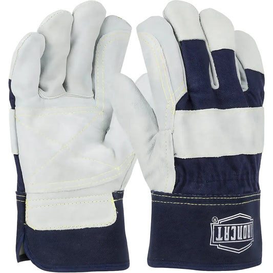 West Chester Ic5Dp/L Premium Split Cowhide Leather Double Palm Glove With Fabric Back And Kevlar Stitching - Rubberized Safety Cuff IC5DPL-23889