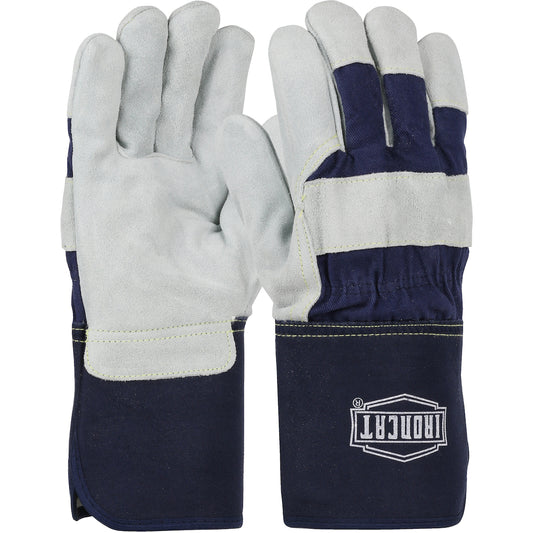 West Chester IC8/S Premium Split Cowhide Leather Palm Glove with Fabric Back and Kevlar Stitching - Rubberized Gauntlet Cuff