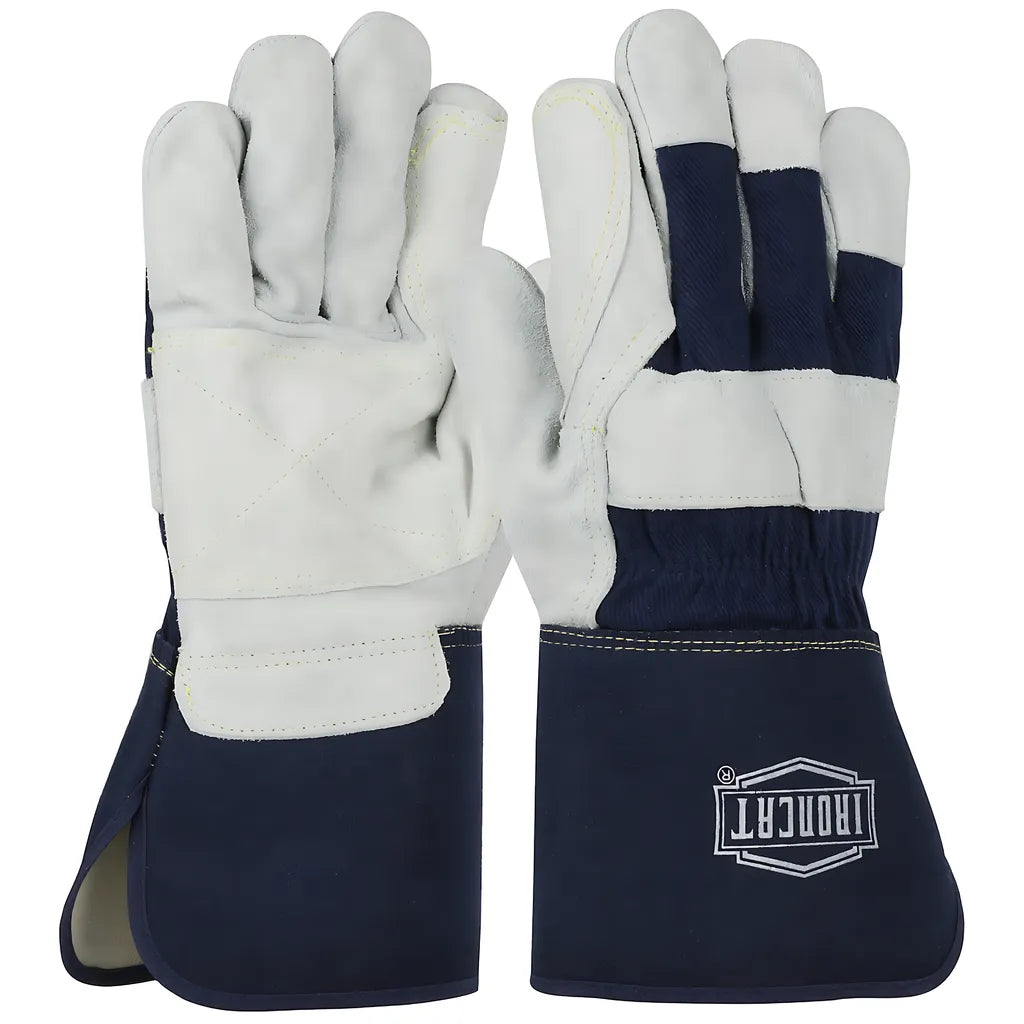 West Chester Ic8Dp/L Premium Split Cowhide Leather Double Palm Glove With Fabric Back And Kevlar Stitching - Rubberized Gauntlet Cuff IC8DPL-23904