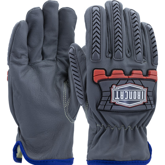 Ironcat IC993KOAB/S AR Top Grain Goatskin Leather Drivers Glove with Oil Armor Finish and Para-Aramid Lining - High Heat Impact TPR