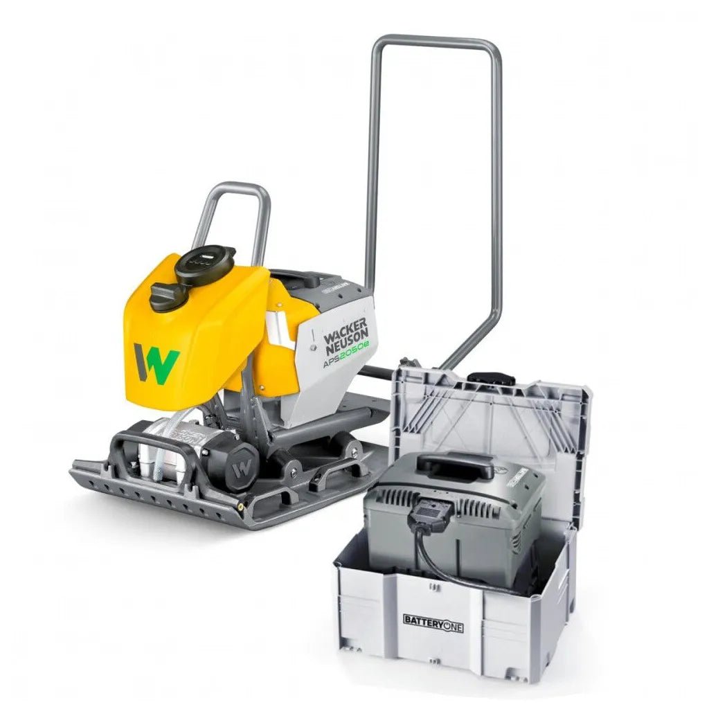 WACKER NEUSON APS2050WE BATTERY VIBRATORY PLATE WITH 2 BOB10 BATTERIES & QUICK CHARGER - 5100072092