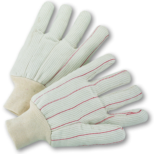 West Chester K81SCNCI Polyester/Cotton Corded Double Palm Glove with Nap-In Finish - Natural Knit Wrist
