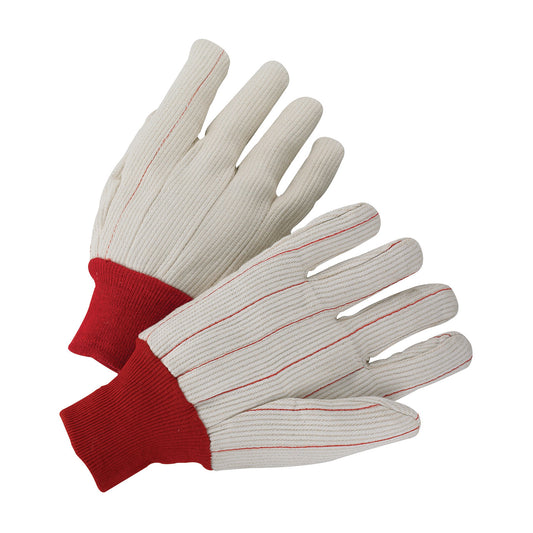 West Chester K81SCNCRI Polyester/Cotton Corded Double Palm Glove with Nap-In Finish - Red Knit Wrist