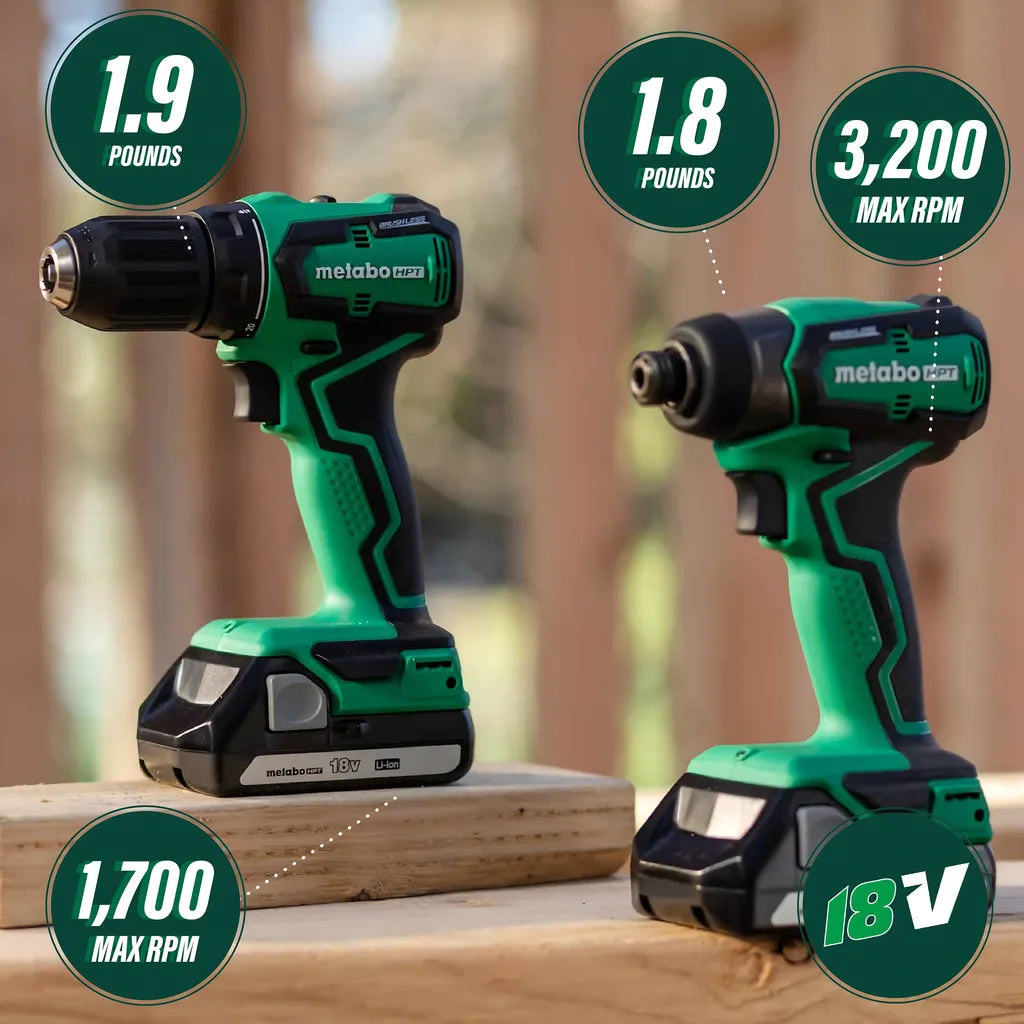 Metabo Hpt Kc18Ddx 18V Cordless Impact Driver And Drill Kit-KC18DDXM-1087