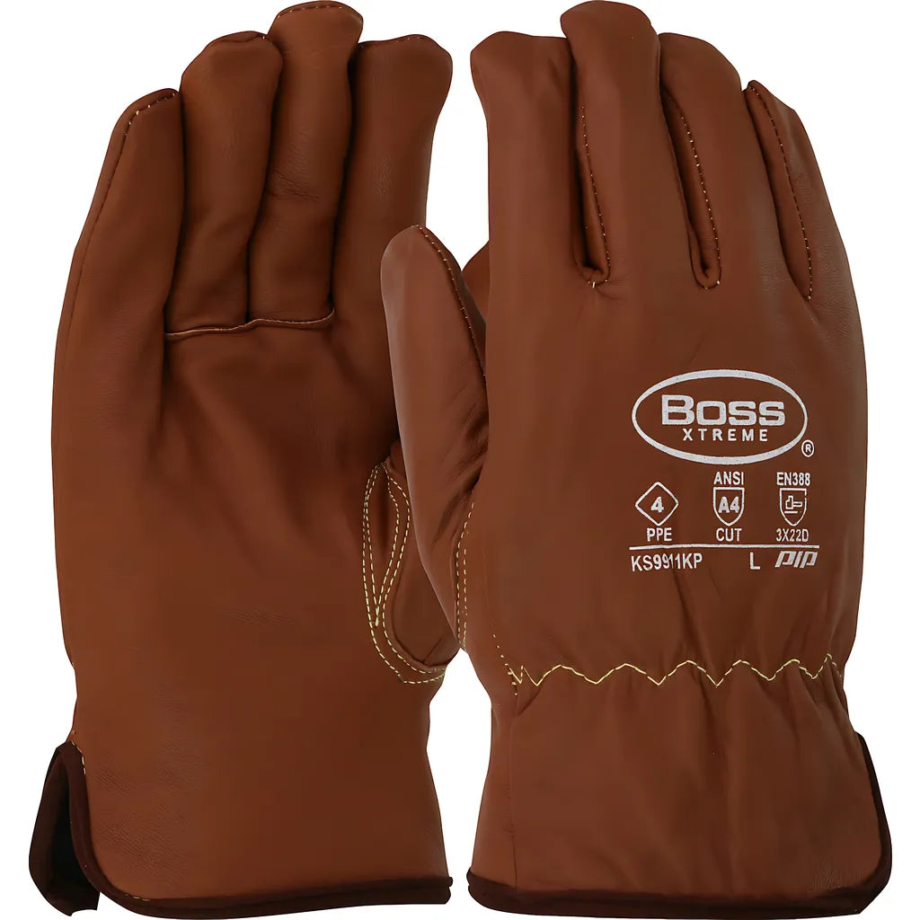 West Chester Ks9911Kp/2Xl Ar Top Grain Goatskin Leather Drivers Glove With Oil Armor Finish And Para-Aramid Lining - Fleece Lined Insulation KS9911KP2XL-24015