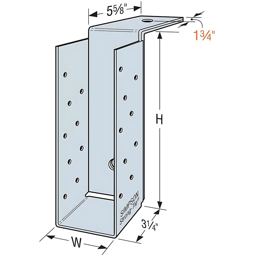 Mbha 3-9/16 In. X 18 In. Galvanized Top-Flange Concrete And Masonry Hanger (Pack Of 2)-MBHA3-56-18-SP6151-6586