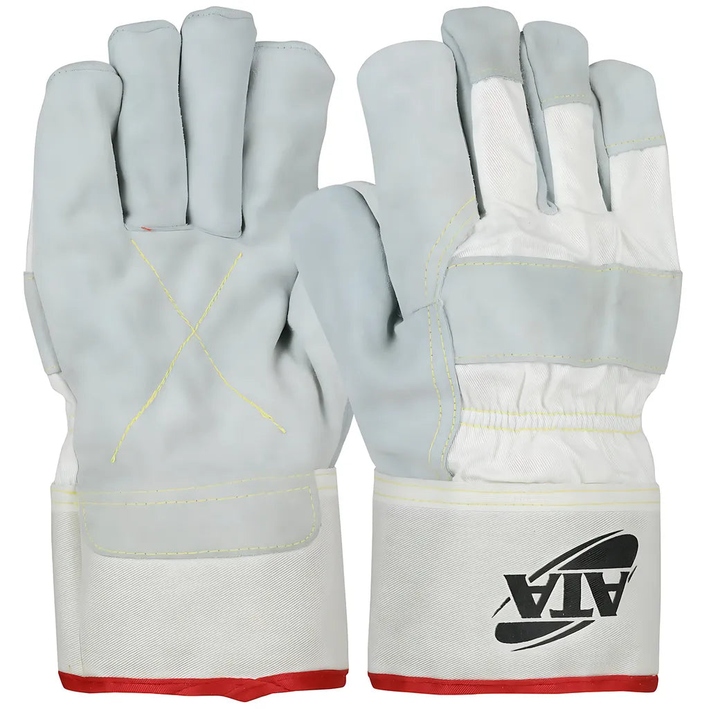 Pip Mjvata-L Split Cowhide Leather Palm Glove With Canvas Back And Ata Technology Lining - Safety Cuff MJVATA-L-24231