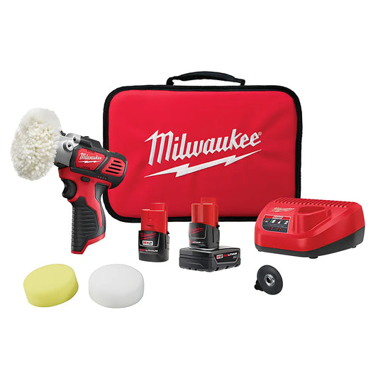 M12 12 Volt Lithium-Ion Cordless Variable Speed Polisher/Sander Xc/Compact Battery Kit-Milwaukee-2438-22X-8866