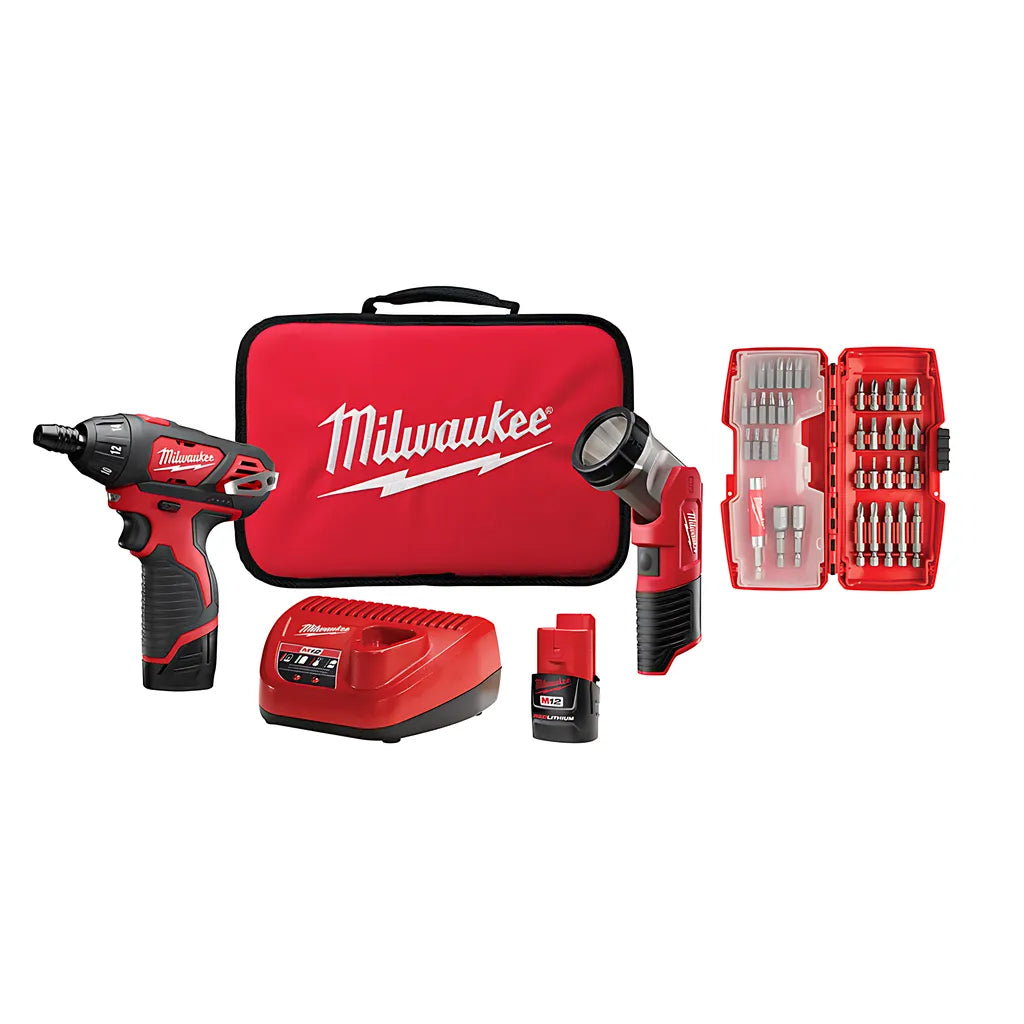 M12 Screwdriver With Free Led Light & 42 Pc. Bit Set-Milwaukee-2482-22-9197