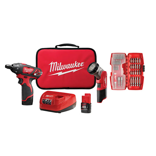 M12 Screwdriver With Free Led Light & 42 Pc. Bit Set-Milwaukee-2482-22-9197