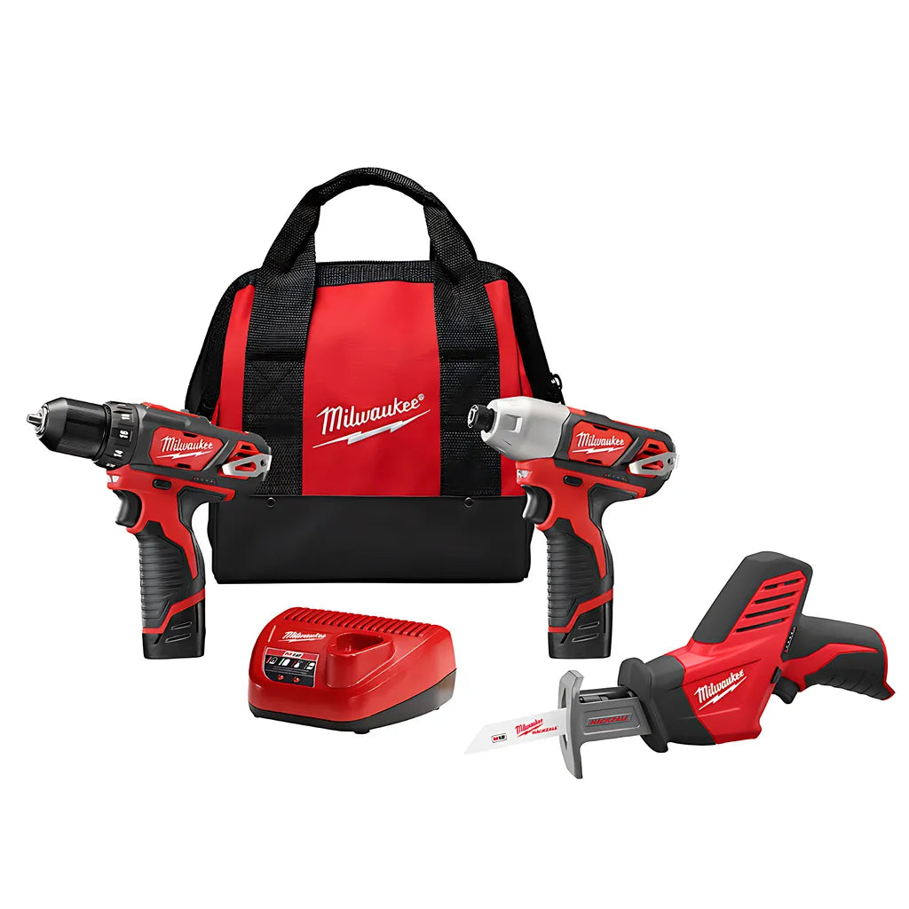 M12 Cordless Lithium-Ion 3-Tool Combo Kit-Milwaukee-2498-23-8933