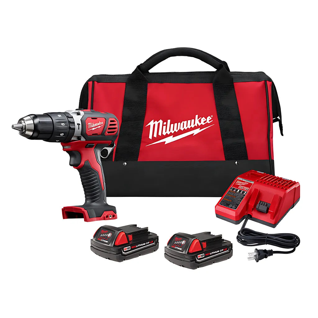 M18 Compact 1/2 In. Hammer Drill/Driver Kit W/ Compact Batteries-Milwaukee-2607-22CT-9782