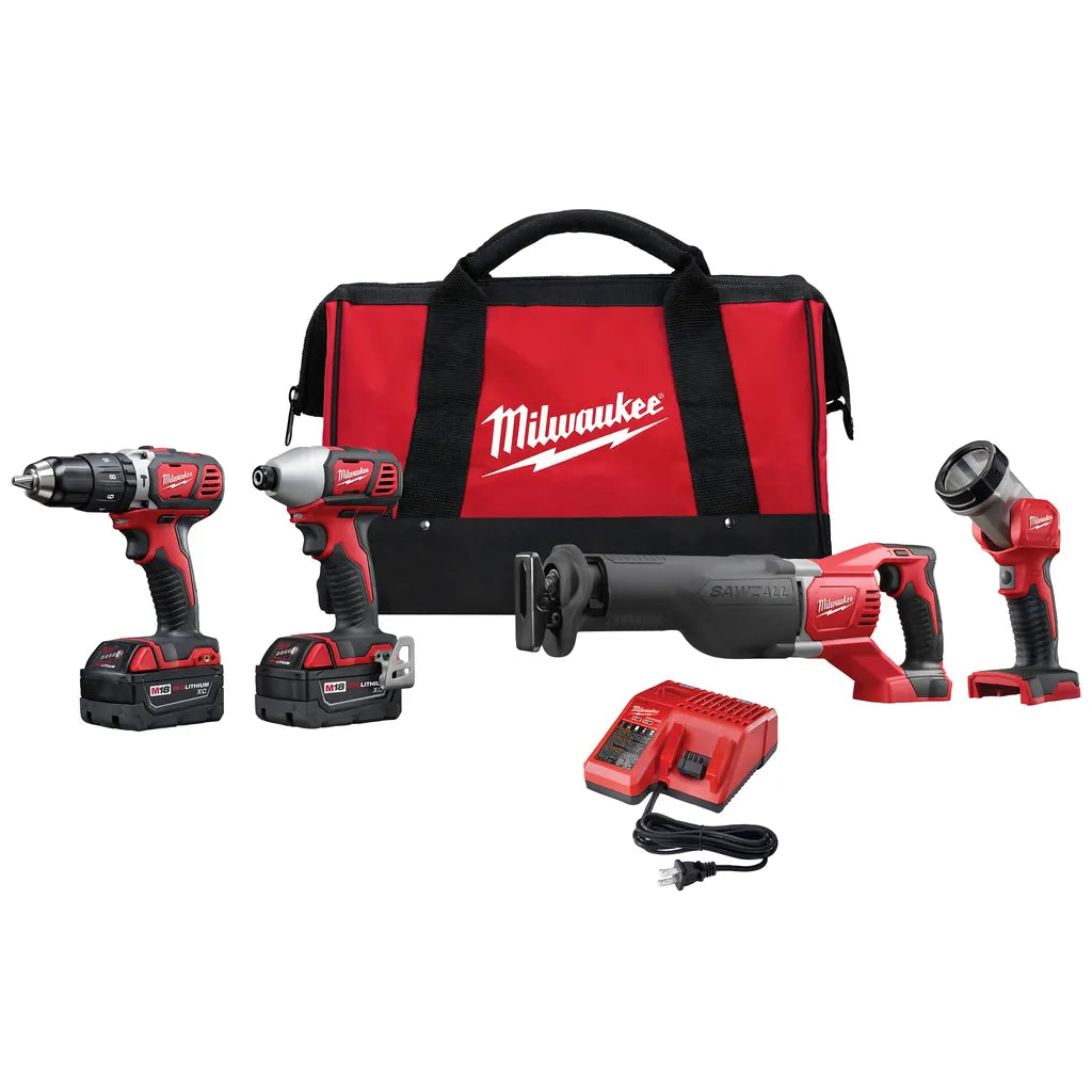 M18 Cordless Lithium-Ion 4-Tool Combo Kit 2696-24-Milwaukee-2696-24-9823