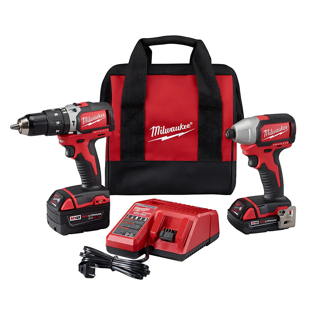 M18 Compact Brushless Hammer Drill/Brushless Impact Combo Kit (2 Tool)-Reconditioned-Milwaukee-2799-82CX-9802