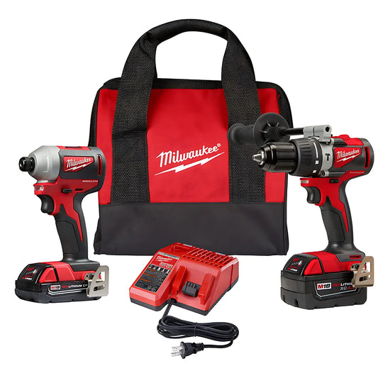 M18 Brushless Hammer Drill/Impact Combo Kit 2.0,4.0-Milwaukee-2893-22CX-9763