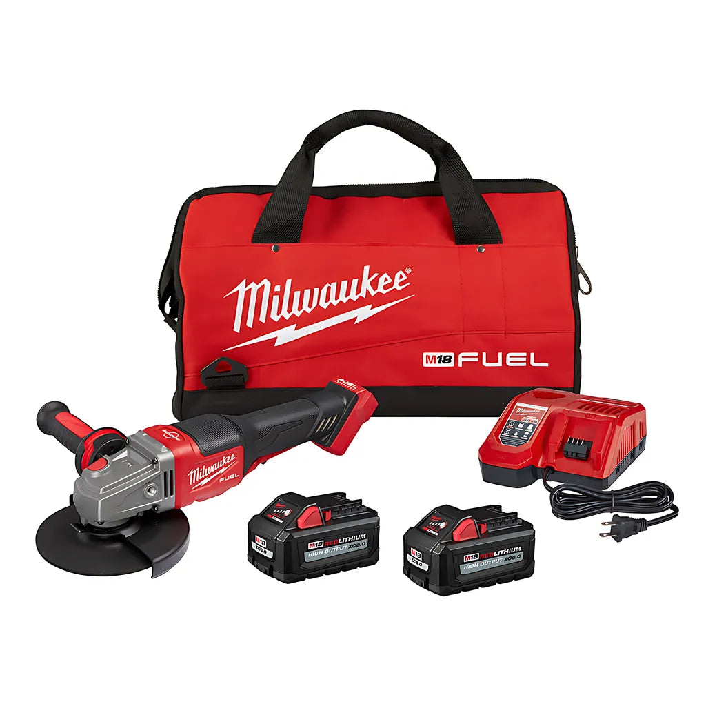 M18 Fuel 4-1/2 In.-6 In. No Lock Braking Grinder With Paddle Switch 2 Battery Kit-Milwaukee-2980-22-9443