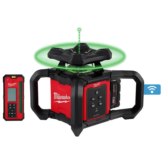 M18 Green Interior Rotary Laser Level Kit W/ Remote/Receiver & Wall Mount Bracket-Milwaukee-3702-21-9872