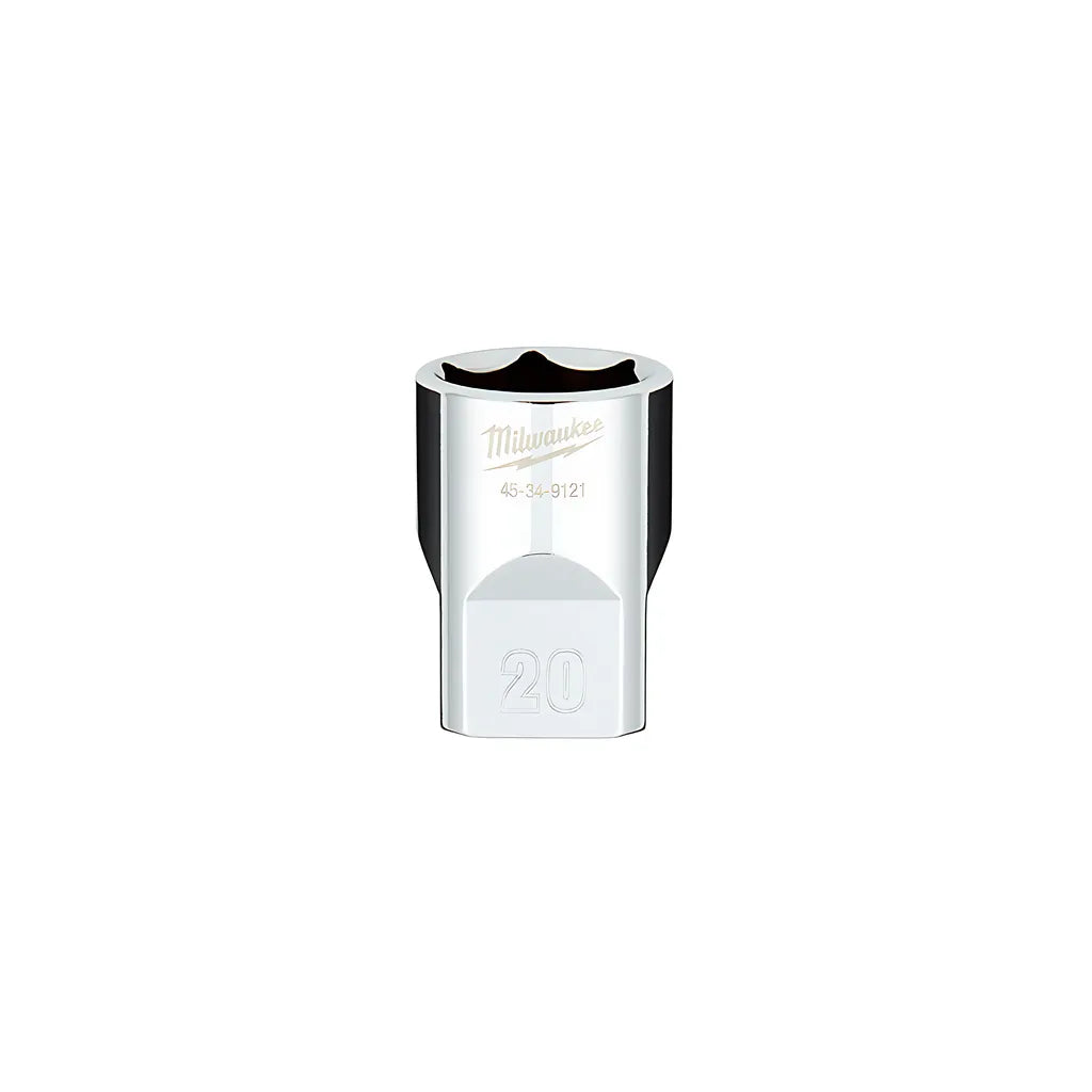 1/2 In. Drive 20Mm Metric 6-Point Socket With Four Flat Sides-Milwaukee-45-34-9121-3666