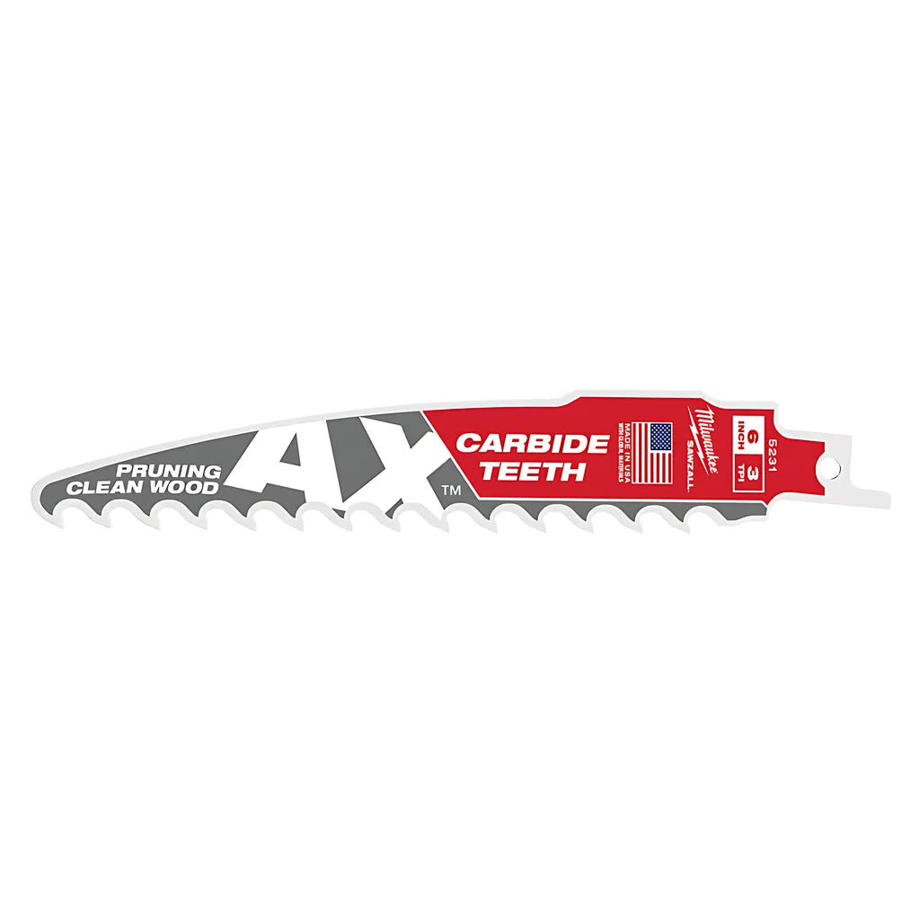 6" 3 Tpi The Ax With Carbide Teeth For Pruning & Clean Wood Sawzall® Blade 1Pk-Milwaukee-48-00-5231-6569